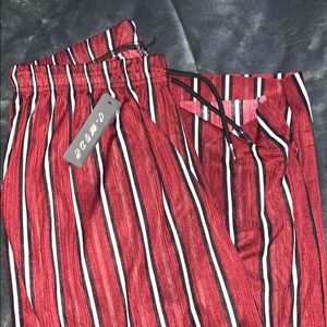 Maroon stripped long, loose comfy pants